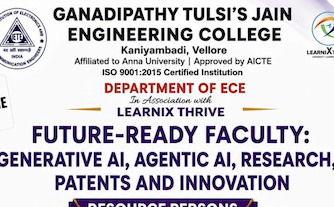 5 days National level FDP on Future - Ready Faculty: Generative AI, Agentic AI, Research, Patents & Innovation 2026 Faculty Development Program Poster